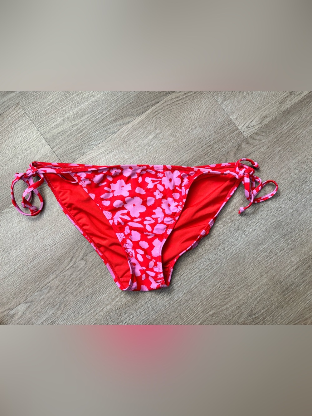 Pink Floral Red Bikini Bottom